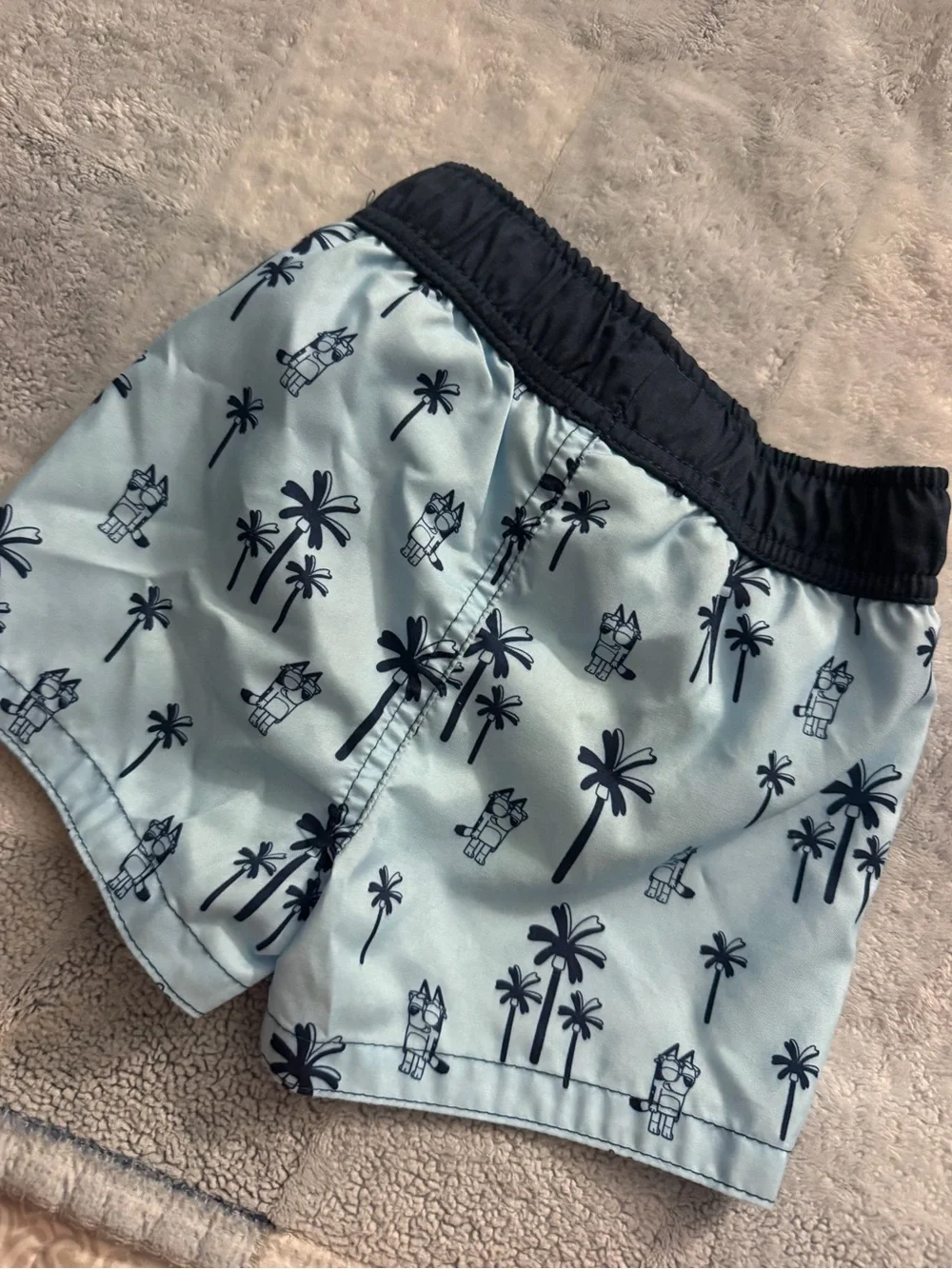 12m Bluey Light Blue Palm-Print Boy Swim Shorts